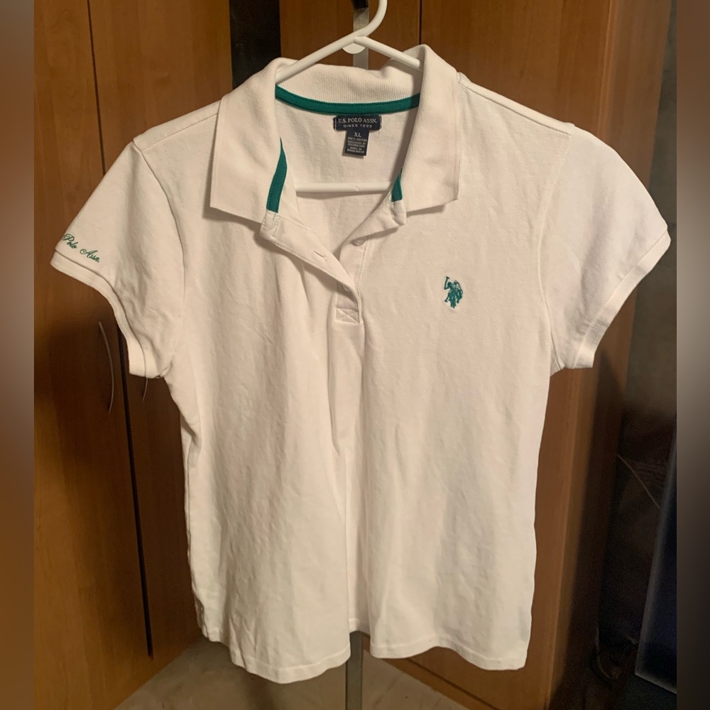 U.S. Polo Assn. White Shirt with Green Trim